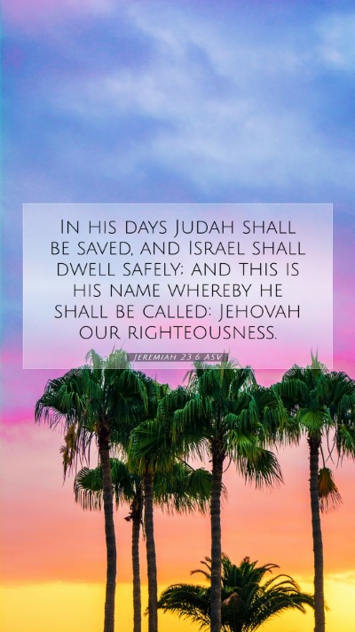 Picture 07 - Jeremiah 23:6 ASV Mobile Phone Wallpaper - In his days Judah shall be saved, and Israel - Mobile Bible Verse Wallpaper
