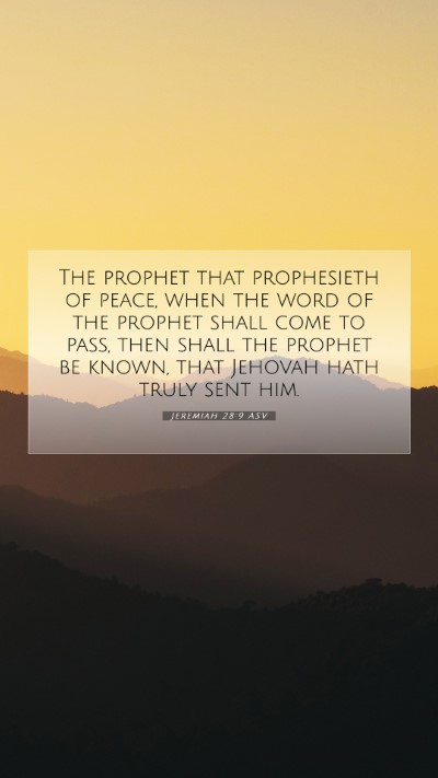 Picture 07 - Jeremiah 28:9 ASV Mobile Phone Wallpaper - The prophet that prophesieth of peace, when the - Mobile Bible Verse Wallpaper
