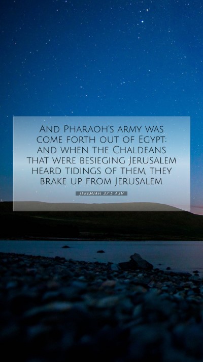 Picture 07 - Jeremiah 37:5 ASV Mobile Phone Wallpaper - And Pharaoh's army was come forth out of Egypt; - Mobile Bible Verse Wallpaper