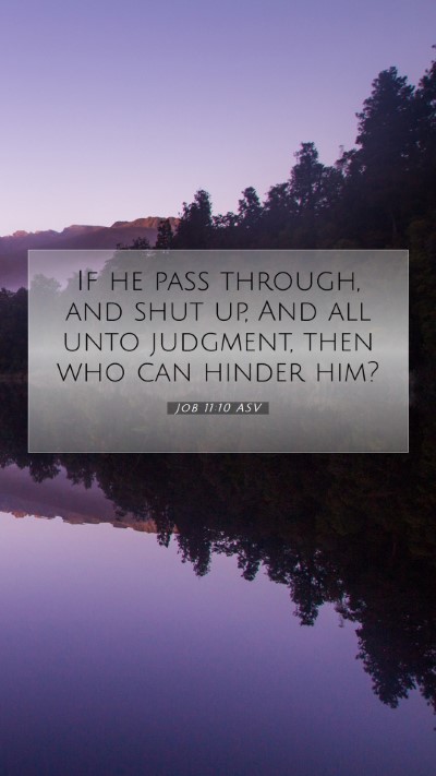 Picture 07 - Job 11:10 ASV Mobile Phone Wallpaper - If he pass through, and shut up, And all unto - Mobile Bible Verse Wallpaper