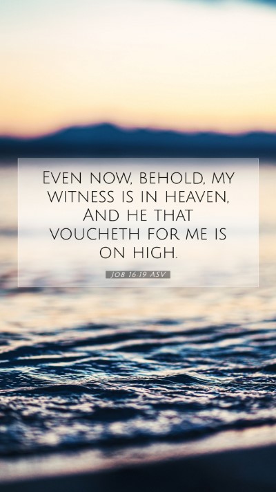 Picture 07 - Job 16:19 ASV Mobile Phone Wallpaper - Even now, behold, my witness is in heaven, And he - Mobile Bible Verse Wallpaper