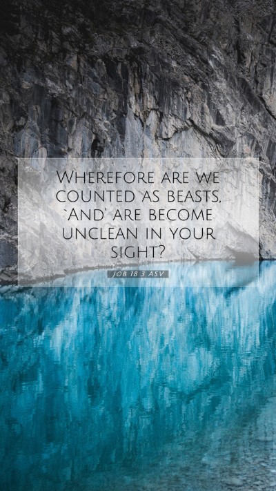 Picture 07 - Job 18:3 ASV Mobile Phone Wallpaper - Wherefore are we counted as beasts, `And' are - Mobile Bible Verse Wallpaper