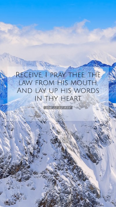 Picture 07 - Job 22:22 ASV Mobile Phone Wallpaper - Receive, I pray thee, the law from his mouth, And - Mobile Bible Verse Wallpaper