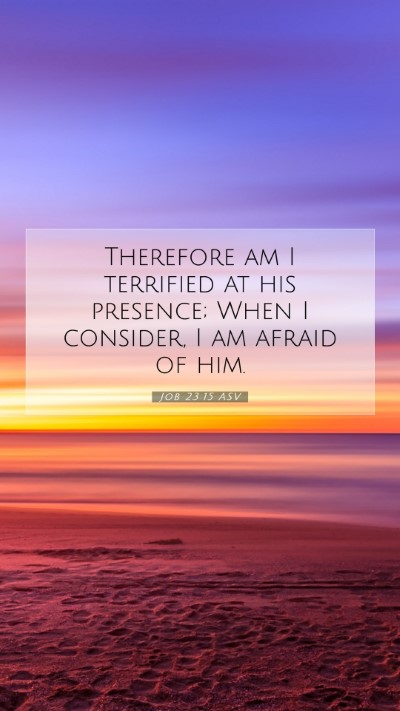 Picture 07 - Job 23:15 ASV Mobile Phone Wallpaper - Therefore am I terrified at his presence; When I - Mobile Bible Verse Wallpaper