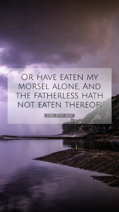 Picture 07 - Job 31:17 ASV Mobile Phone Wallpaper - Or have eaten my morsel alone, And the fatherless - Mobile Bible Verse Wallpaper