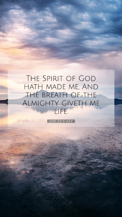 Picture 07 - Job 33:4 ASV Mobile Phone Wallpaper - The Spirit of God hath made me, And the breath of - Mobile Bible Verse Wallpaper