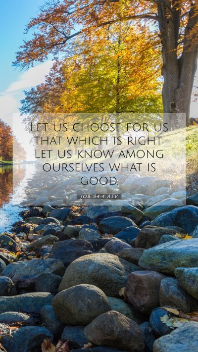 Picture 07 - Job 34:4 ASV Mobile Phone Wallpaper - Let us choose for us that which is right: Let us - Mobile Bible Verse Wallpaper