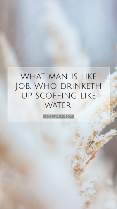 Picture 07 - Job 34:7 ASV Mobile Phone Wallpaper - What man is like Job, Who drinketh up scoffing - Mobile Bible Verse Wallpaper