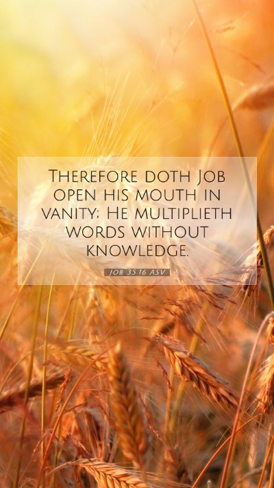 Picture 07 - Job 35:16 ASV Mobile Phone Wallpaper - Therefore doth Job open his mouth in vanity; He - Mobile Bible Verse Wallpaper