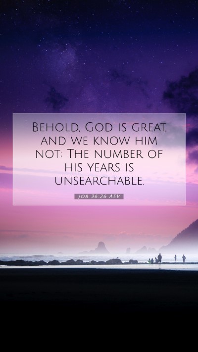 Picture 07 - Job 36:26 ASV Mobile Phone Wallpaper - Behold, God is great, and we know him not; The - Mobile Bible Verse Wallpaper