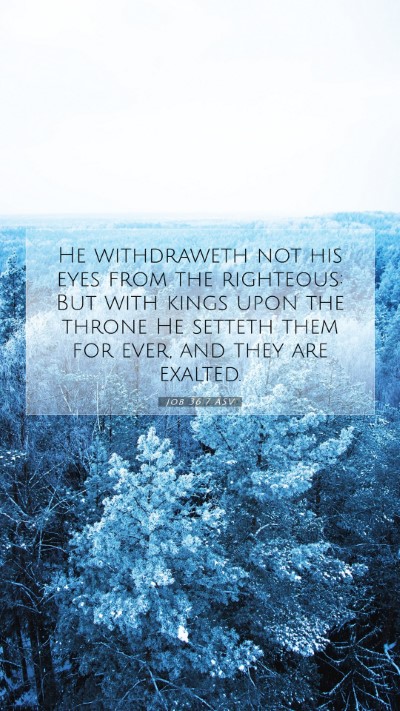 Picture 07 - Job 36:7 ASV Mobile Phone Wallpaper - He withdraweth not his eyes from the righteous: - Mobile Bible Verse Wallpaper