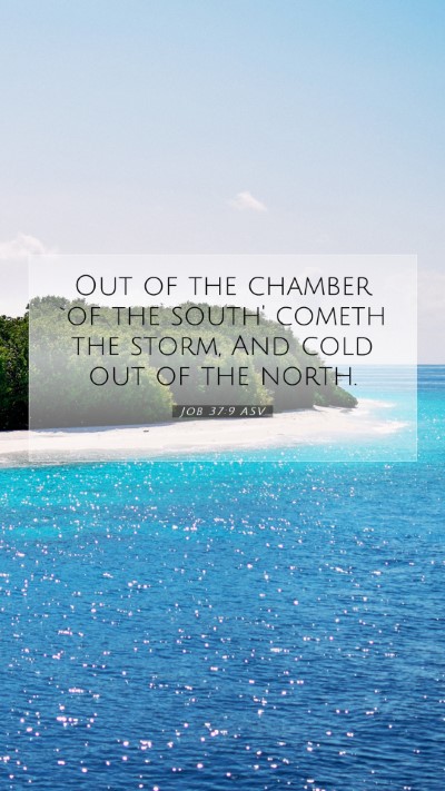 Picture 07 - Job 37:9 ASV Mobile Phone Wallpaper - Out of the chamber `of the south' cometh the - Mobile Bible Verse Wallpaper