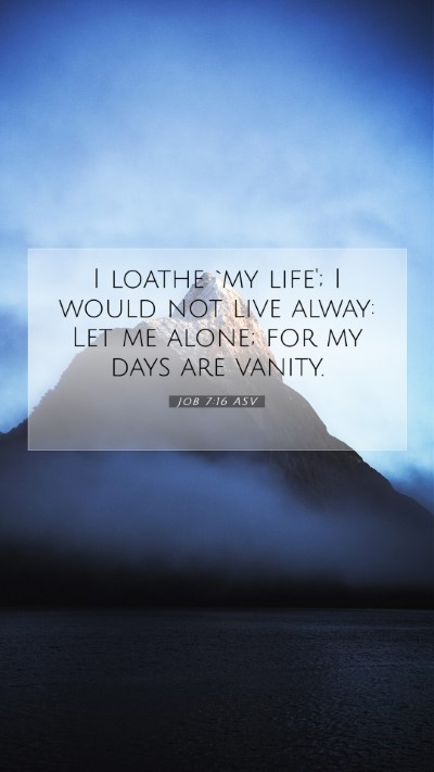 Picture 07 - Job 7:16 ASV Mobile Phone Wallpaper - I loathe `my life'; I would not live alway: Let - Mobile Bible Verse Wallpaper