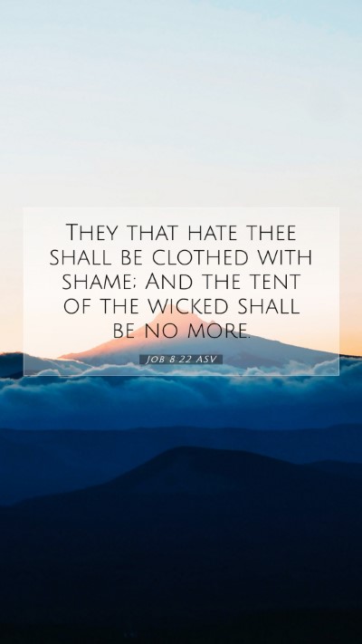 Picture 07 - Job 8:22 ASV Mobile Phone Wallpaper - They that hate thee shall be clothed with shame; - Mobile Bible Verse Wallpaper