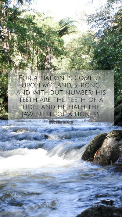 Picture 07 - Joel 1:6 ASV Mobile Phone Wallpaper - For a nation is come up upon my land, strong, and - Mobile Bible Verse Wallpaper
