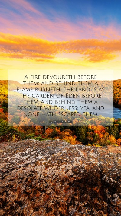 Picture 07 - Joel 2:3 ASV Mobile Phone Wallpaper - A fire devoureth before them; and behind them a - Mobile Bible Verse Wallpaper