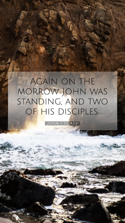 Picture 07 - John 1:35 ASV Mobile Phone Wallpaper - Again on the morrow John was standing, and two of - Mobile Bible Verse Wallpaper