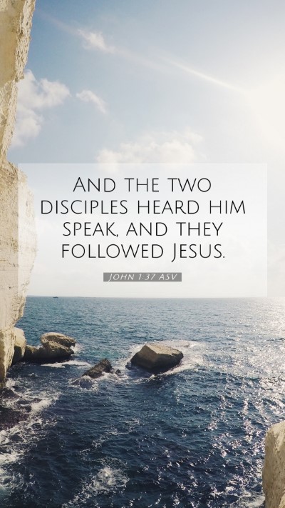 Picture 07 - John 1:37 ASV Mobile Phone Wallpaper - And the two disciples heard him speak, and they - Mobile Bible Verse Wallpaper