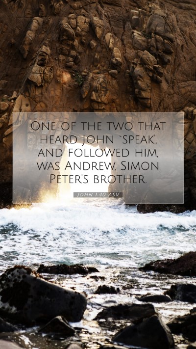 Picture 07 - John 1:40 ASV Mobile Phone Wallpaper - One of the two that heard John `speak', and - Mobile Bible Verse Wallpaper
