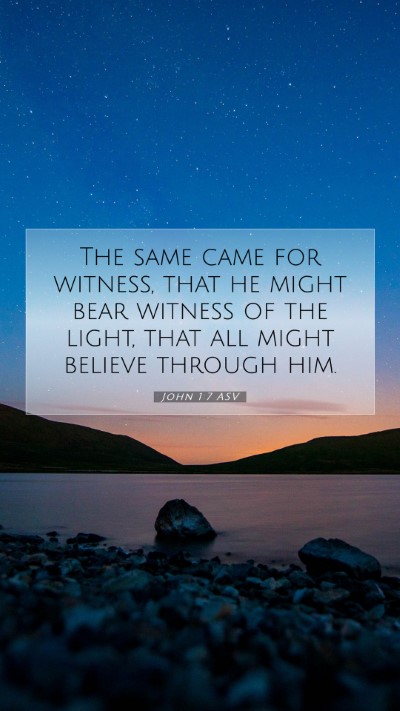 Picture 07 - John 1:7 ASV Mobile Phone Wallpaper - The same came for witness, that he might bear - Mobile Bible Verse Wallpaper