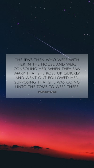 Picture 07 - John 11:31 ASV Mobile Phone Wallpaper - The Jews then who were with her in the house, and - Mobile Bible Verse Wallpaper