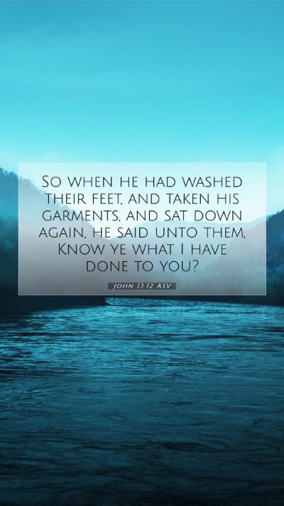Picture 07 - John 13:12 ASV Mobile Phone Wallpaper - So when he had washed their feet, and taken his - Mobile Bible Verse Wallpaper
