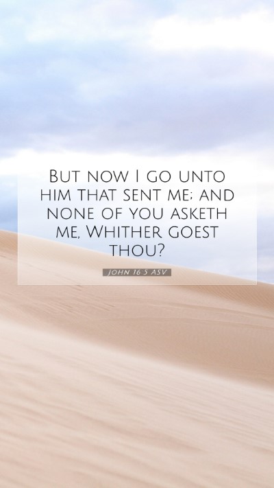 Picture 07 - John 16:5 ASV Mobile Phone Wallpaper - But now I go unto him that sent me; and none of - Mobile Bible Verse Wallpaper