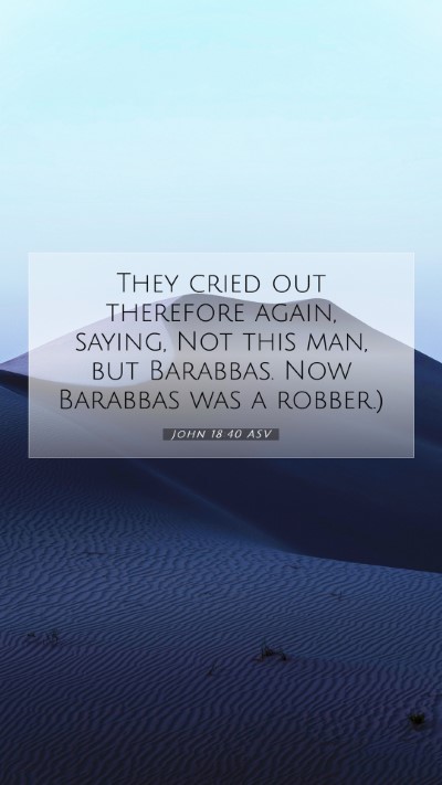 Picture 07 - John 18:40 ASV Mobile Phone Wallpaper - They cried out therefore again, saying, Not this - Mobile Bible Verse Wallpaper