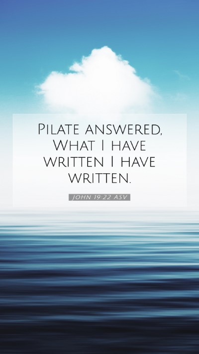 Picture 07 - John 19:22 ASV Mobile Phone Wallpaper - Pilate answered, What I have written I have - Mobile Bible Verse Wallpaper