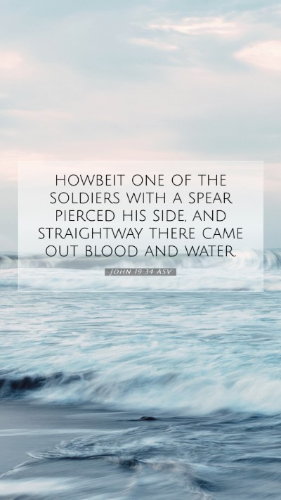 Picture 07 - John 19:34 ASV Mobile Phone Wallpaper - howbeit one of the soldiers with a spear pierced - Mobile Bible Verse Wallpaper
