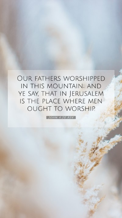 Picture 07 - John 4:20 ASV Mobile Phone Wallpaper - Our fathers worshipped in this mountain; and ye - Mobile Bible Verse Wallpaper