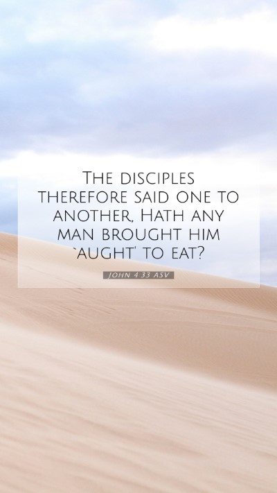 Picture 07 - John 4:33 ASV Mobile Phone Wallpaper - The disciples therefore said one to another, Hath - Mobile Bible Verse Wallpaper
