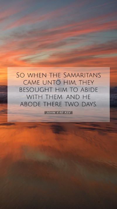 Picture 07 - John 4:40 ASV Mobile Phone Wallpaper - So when the Samaritans came unto him, they - Mobile Bible Verse Wallpaper