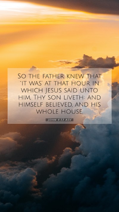 Picture 07 - John 4:53 ASV Mobile Phone Wallpaper - So the father knew that `it was' at that hour in - Mobile Bible Verse Wallpaper
