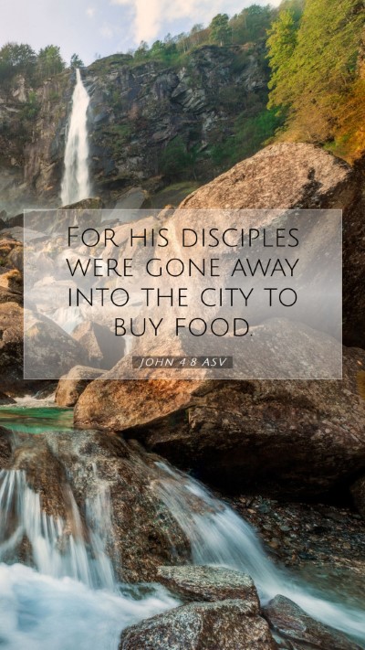 Picture 07 - John 4:8 ASV Mobile Phone Wallpaper - For his disciples were gone away into the city to - Mobile Bible Verse Wallpaper