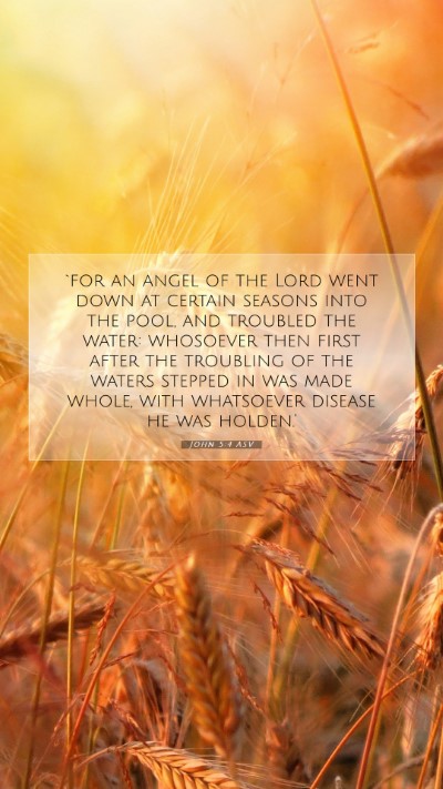 Picture 07 - John 5:4 ASV Mobile Phone Wallpaper - `for an angel of the Lord went down at certain - Mobile Bible Verse Wallpaper