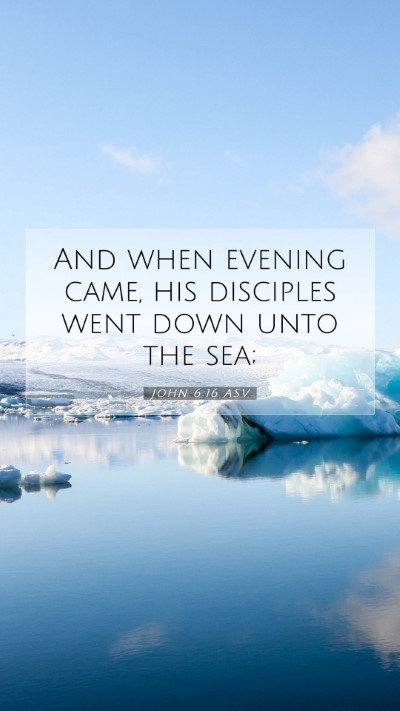 Picture 07 - John 6:16 ASV Mobile Phone Wallpaper - And when evening came, his disciples went down - Mobile Bible Verse Wallpaper