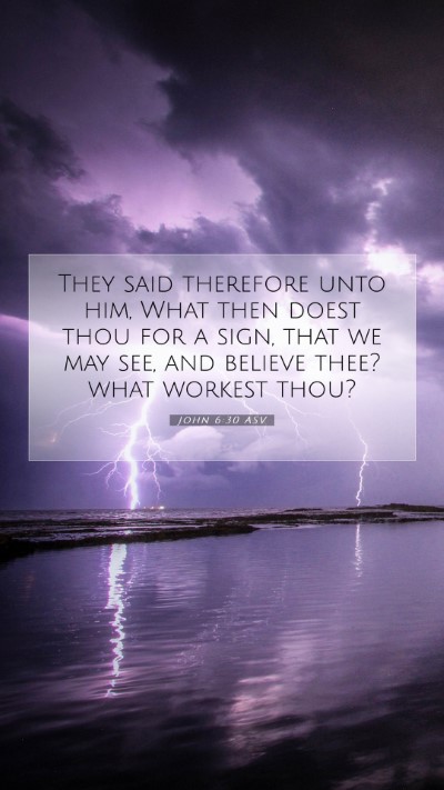 Picture 07 - John 6:30 ASV Mobile Phone Wallpaper - They said therefore unto him, What then doest - Mobile Bible Verse Wallpaper
