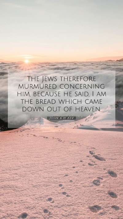 Picture 07 - John 6:41 ASV Mobile Phone Wallpaper - The Jews therefore murmured concerning him, - Mobile Bible Verse Wallpaper
