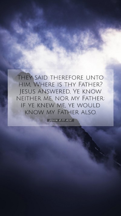 Picture 07 - John 8:19 ASV Mobile Phone Wallpaper - They said therefore unto him, Where is thy - Mobile Bible Verse Wallpaper