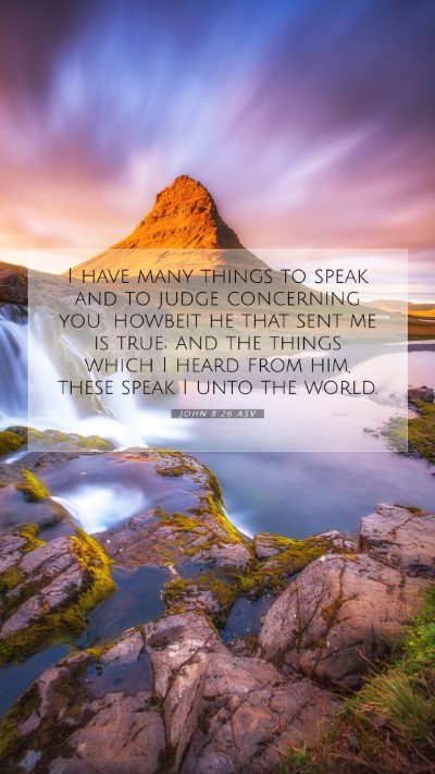 Picture 07 - John 8:26 ASV Mobile Phone Wallpaper - I have many things to speak and to judge - Mobile Bible Verse Wallpaper
