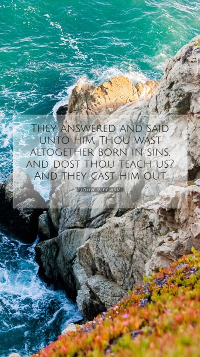 Picture 07 - John 9:34 ASV Mobile Phone Wallpaper - They answered and said unto him, Thou wast - Mobile Bible Verse Wallpaper