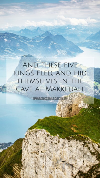 Picture 07 - Joshua 10:16 ASV Mobile Phone Wallpaper - And these five kings fled, and hid themselves in - Mobile Bible Verse Wallpaper