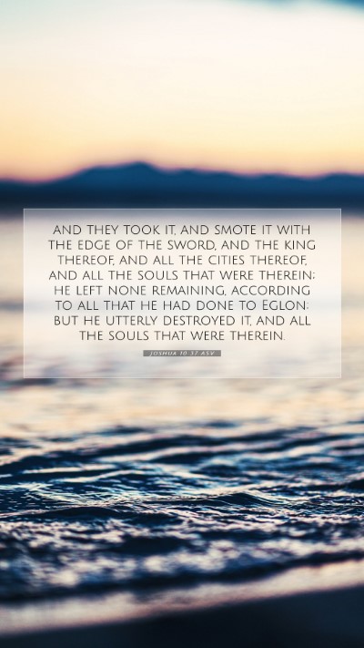 Picture 07 - Joshua 10:37 ASV Mobile Phone Wallpaper - and they took it, and smote it with the edge of - Mobile Bible Verse Wallpaper
