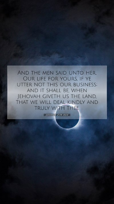 Picture 07 - Joshua 2:14 ASV Mobile Phone Wallpaper - And the men said unto her, Our life for yours, if - Mobile Bible Verse Wallpaper