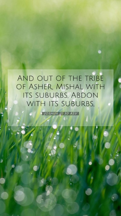 Picture 07 - Joshua 21:30 ASV Mobile Phone Wallpaper - And out of the tribe of Asher, Mishal with its - Mobile Bible Verse Wallpaper