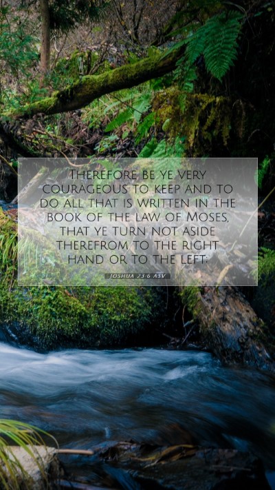 Picture 07 - Joshua 23:6 ASV Mobile Phone Wallpaper - Therefore be ye very courageous to keep and to do - Mobile Bible Verse Wallpaper