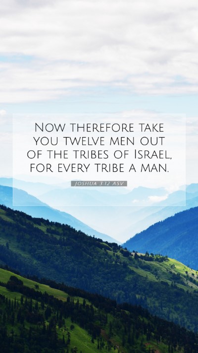 Picture 07 - Joshua 3:12 ASV Mobile Phone Wallpaper - Now therefore take you twelve men out of the - Mobile Bible Verse Wallpaper