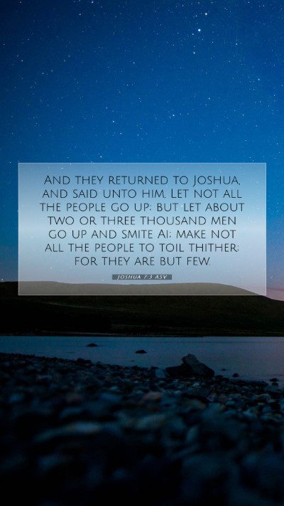 Picture 07 - Joshua 7:3 ASV Mobile Phone Wallpaper - And they returned to Joshua, and said unto him, - Mobile Bible Verse Wallpaper