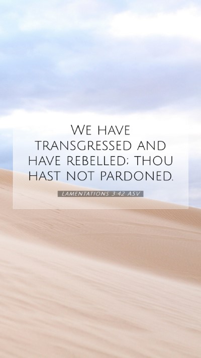 Picture 07 - Lamentations 3:42 ASV Mobile Phone Wallpaper - We have transgressed and have rebelled; thou hast - Mobile Bible Verse Wallpaper